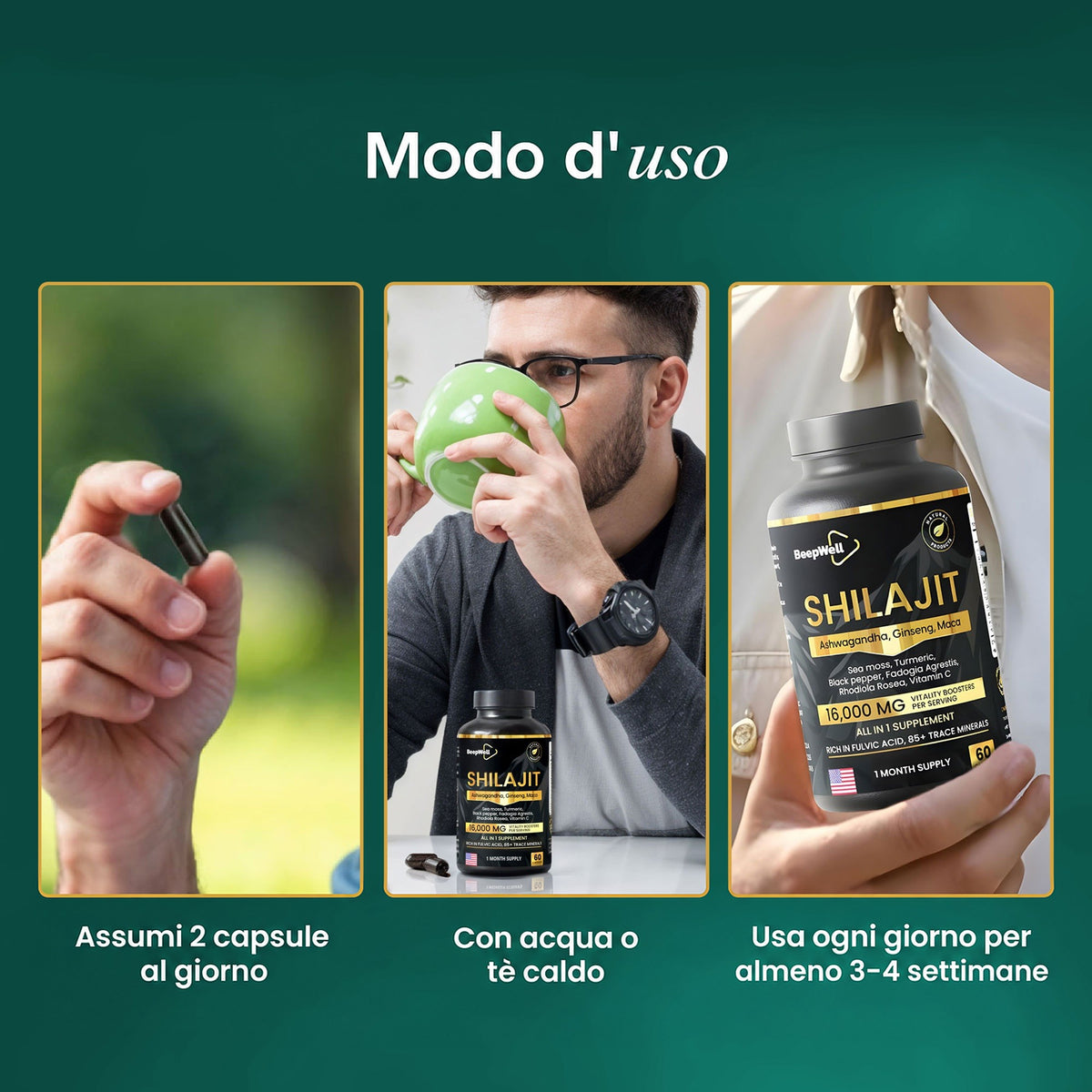 Capsule di Shilajit BeepWell — Complesso 11 Ingredienti Attivi