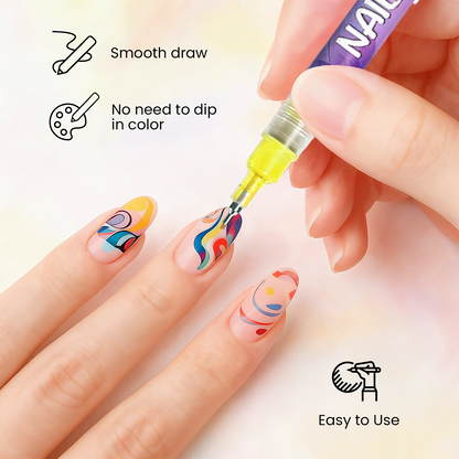 12-Colour Nail Art Pens – Fine Tip, Quick-Dry Nail Polish Pens for Creative Nail Designs