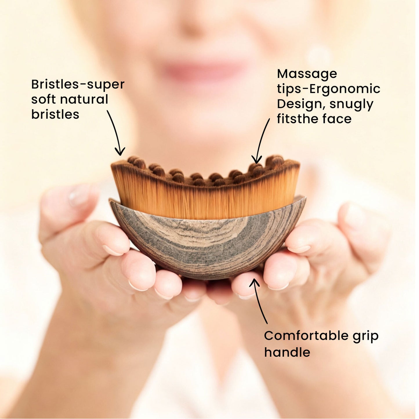 Lymphatic Contour Face Brush – Soft Facial Dry Brush for Sculpting, Puffiness Relief & Natural Glow