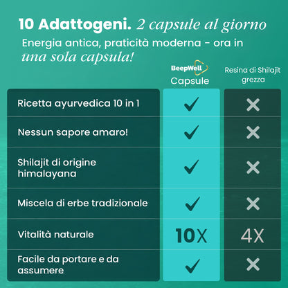 Capsule di Shilajit BeepWell — Complesso 11 Ingredienti Attivi