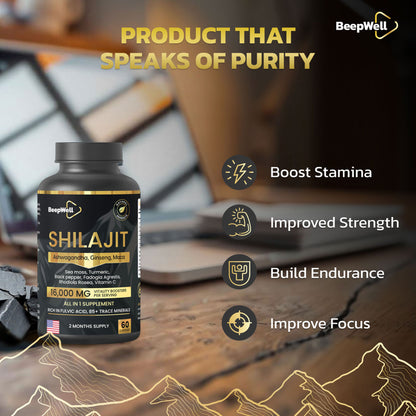 Pure Himalayan Organic Shilajit Capsules - 60 servings