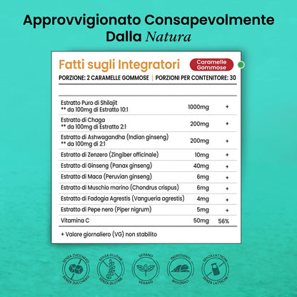Gommose di Shilajit BeepWell - Integratore Vegano Senza Zuccheri