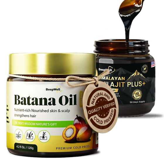 BeepWell Shilajit Resin Plus + Batana Oil Combo
