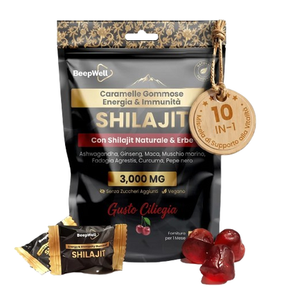 Gommose di Shilajit BeepWell - Integratore Vegano Senza Zuccheri