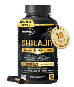 Shilajit Capsules 16,000MG – 60 Servings | High Strength All-in-1 with Ashwagandha, Sea Moss, Maca Root, Black Pepper, Fulvic Acid & Trace Minerals | for Endurance, Immunity & Vitality